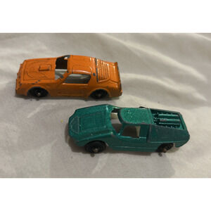 Vintage Tootsie Toy Car lot Of 2 Fiat Abarth Pontiac Firebird Metal